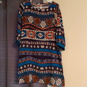 Aztec design knee length dress